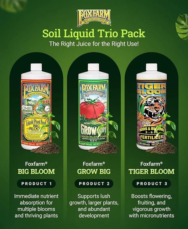FoxFarm Trio Liquid Fertilizer Set – Grow Big, Big Bloom & Tiger Bloom - Win Bachat
