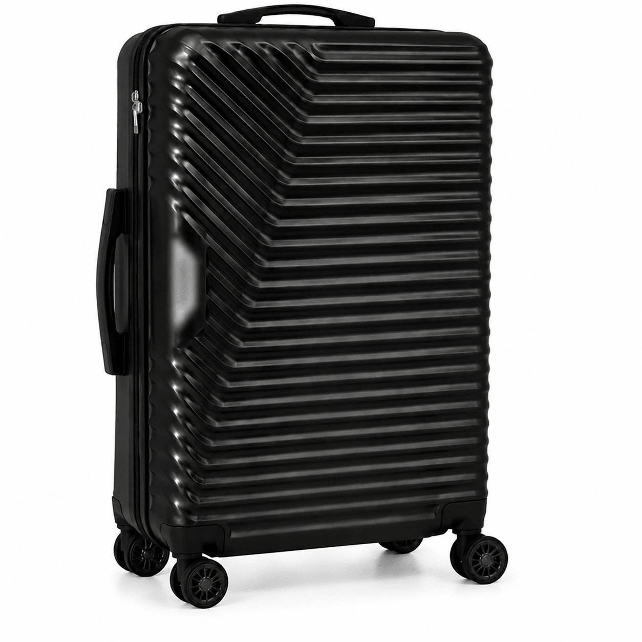 Geometric Hard Shell Spinner Travel Suitcase - Black - 20 Inch (Small) - Win Bachat