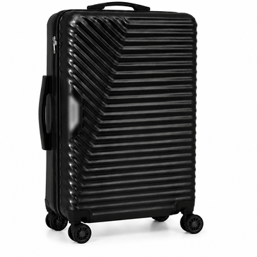Geometric Hard Shell Spinner Travel Suitcase - Black