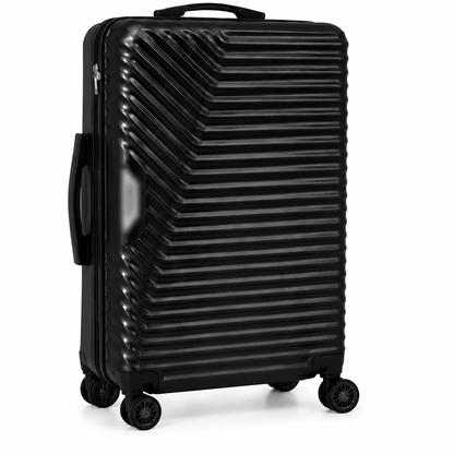 Geometric Hard Shell Spinner Travel Suitcase - Black - 20 Inch (Small) - Win Bachat