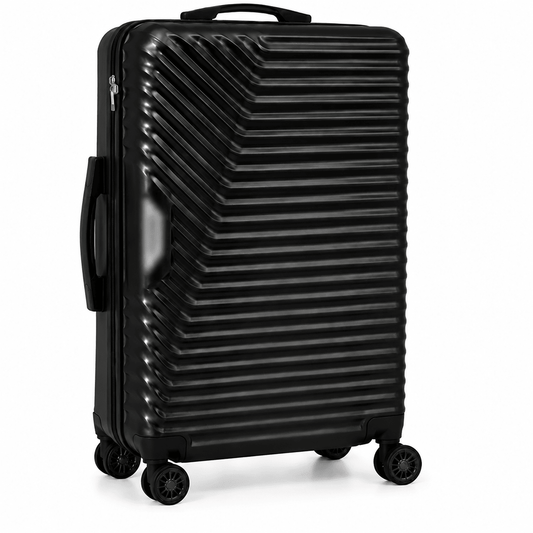 Geometric Hard Shell Spinner Travel Suitcase - Black - 20 Inch (Small) - Win Bachat