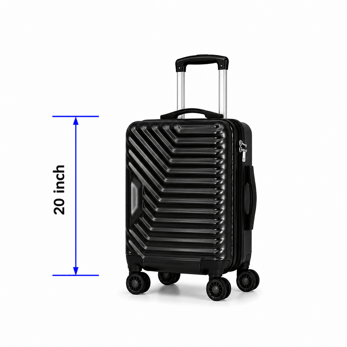 Geometric Hard Shell Spinner Travel Suitcase - Black - 20 Inch (Small) - Win Bachat