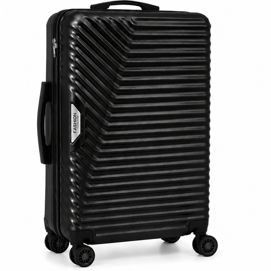 Geometric Hard Shell Spinner Travel Suitcase � Black - Win Bachat
