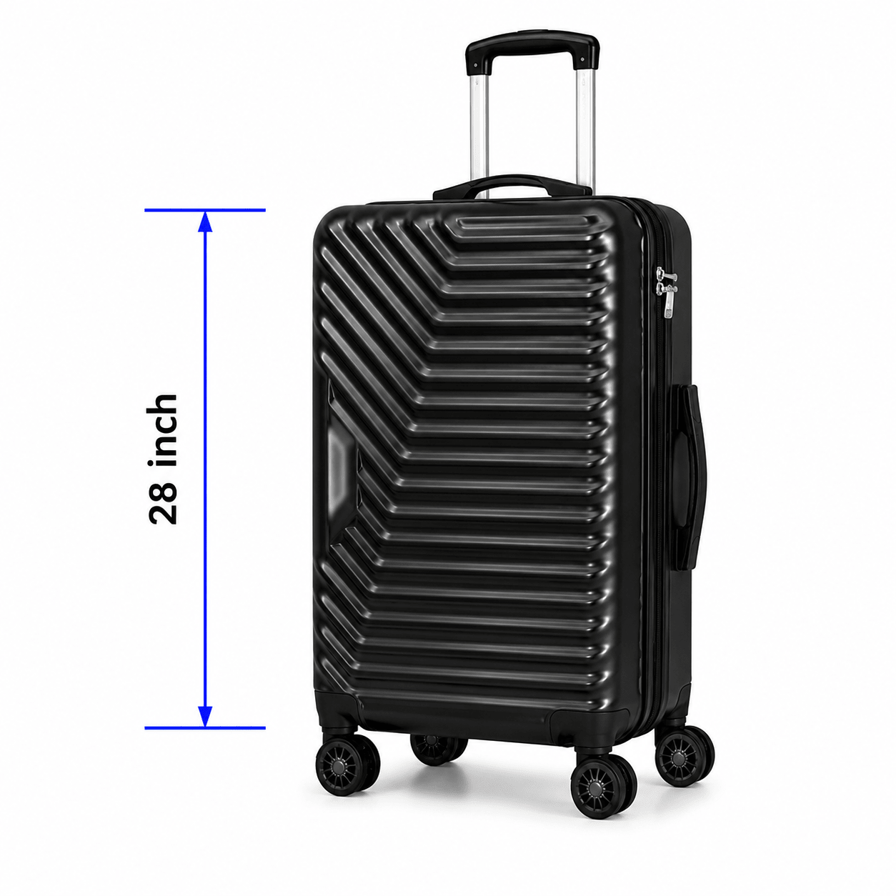 Geometric Hard Shell Spinner Travel Suitcase - Black - 28 Inch (Large) - Win Bachat