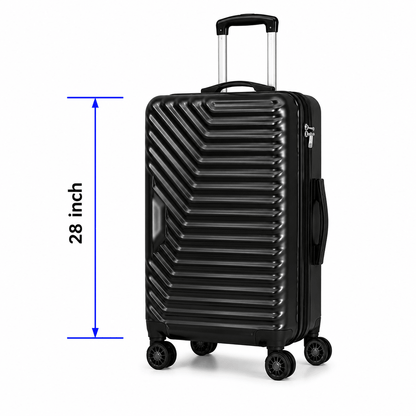 Geometric Hard Shell Spinner Travel Suitcase - Black - 28 Inch (Large) - Win Bachat
