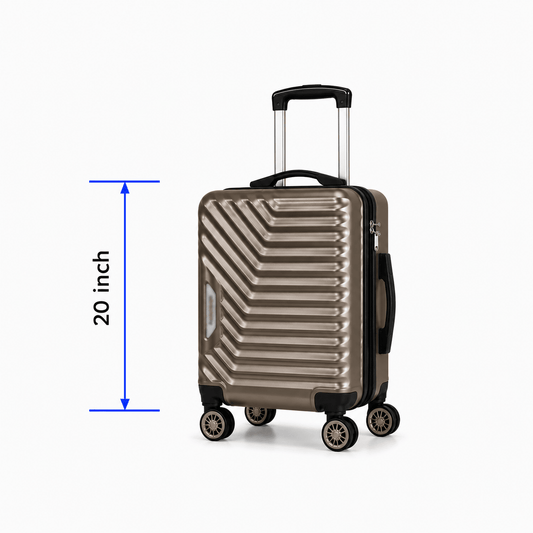 Geometric Hard Shell Spinner Travel Suitcase - Brown - 20 Inch (Small) - Win Bachat