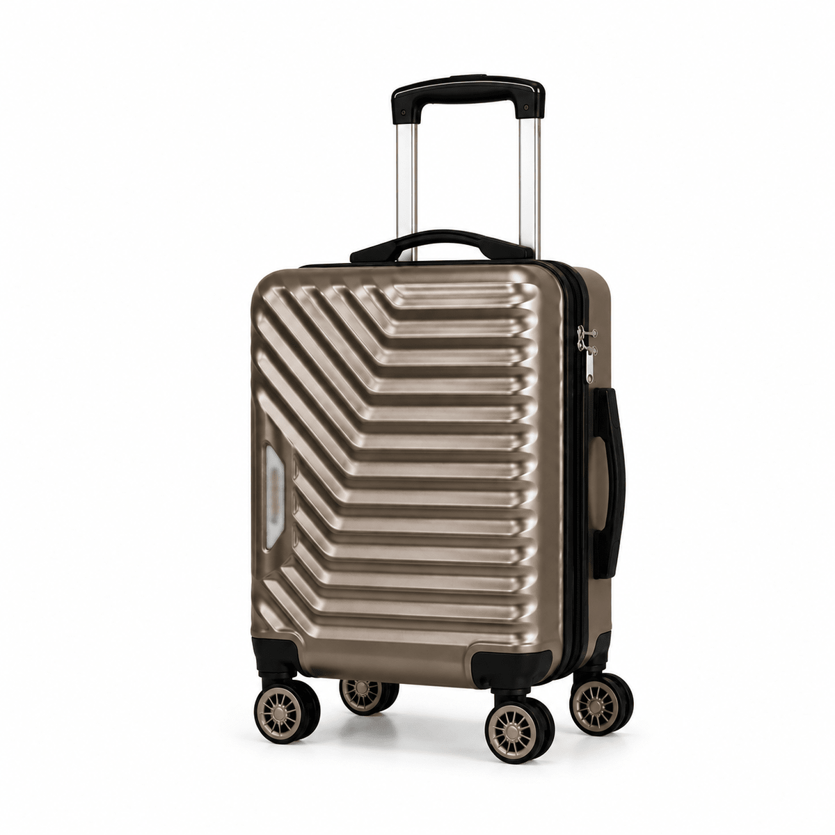 Geometric Hard Shell Spinner Travel Suitcase - Brown - 20 Inch (Small) - Win Bachat