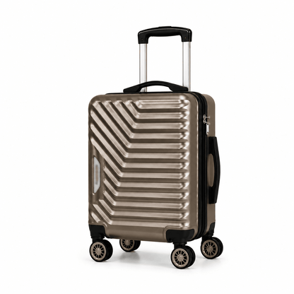 Geometric Hard Shell Spinner Travel Suitcase - Brown - 20 Inch (Small) - Win Bachat