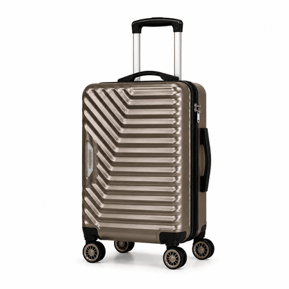 Geometric Hard Shell Spinner Travel Suitcase - Brown - 24 Inch (Medium) - Win Bachat