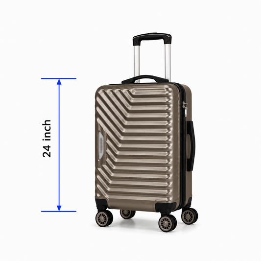 Geometric Hard Shell Spinner Travel Suitcase - Brown - 24 Inch (Medium) - Win Bachat