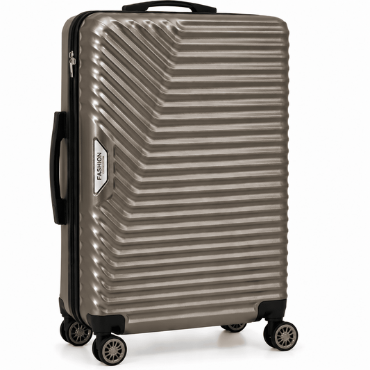 Geometric Hard Shell Spinner Travel Suitcase � Brown - Win Bachat
