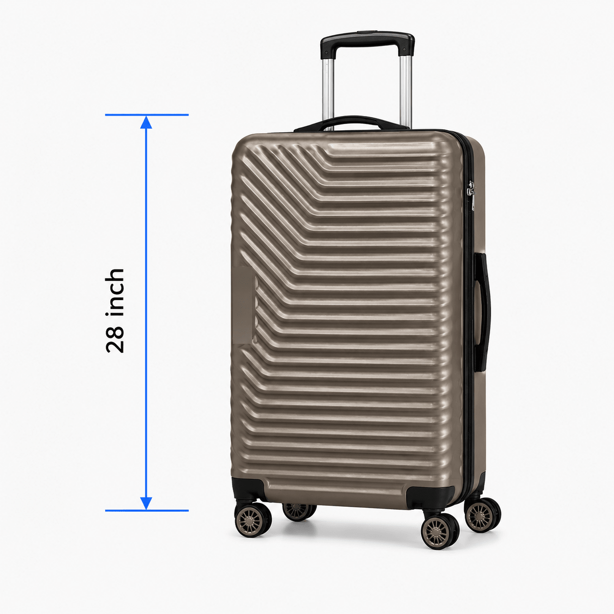 Geometric Hard Shell Spinner Travel Suitcase - Brown - 28 Inch (Large) - Win Bachat