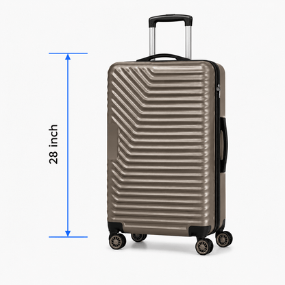 Geometric Hard Shell Spinner Travel Suitcase - Brown - 28 Inch (Large) - Win Bachat