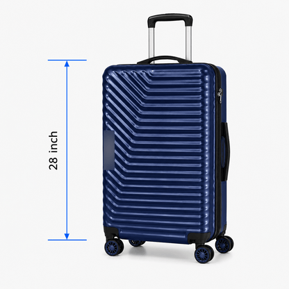 Geometric Hard Shell Spinner Travel Suitcase - Dark Blue - 28 Inch (Large) - Win Bachat