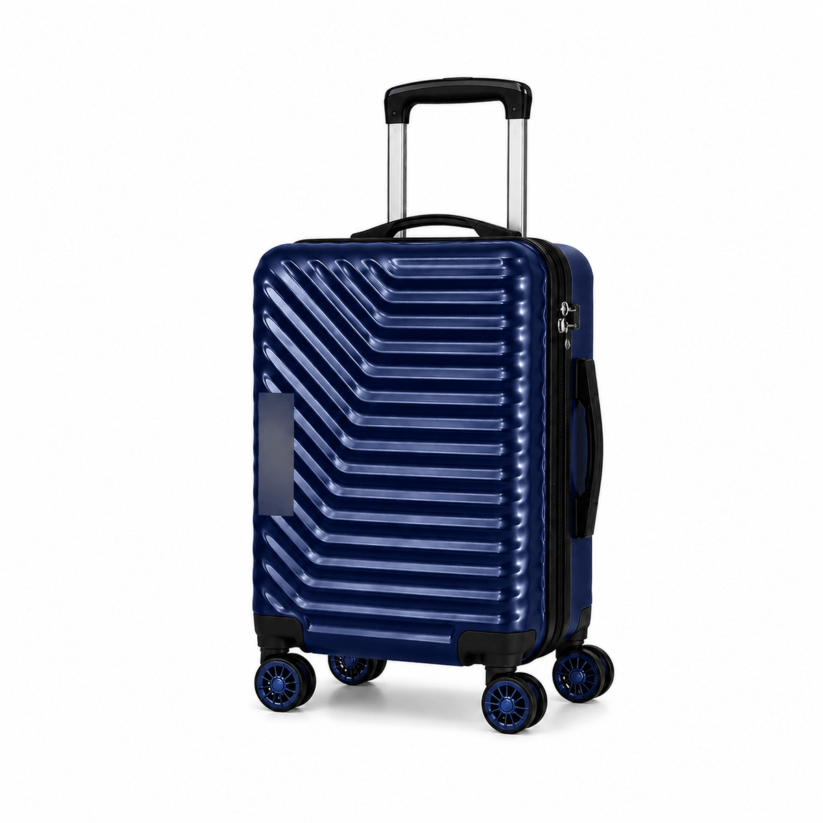 Geometric Hard Shell Spinner Travel Suitcase - Dark Blue - 20 Inch (Small) - Win Bachat