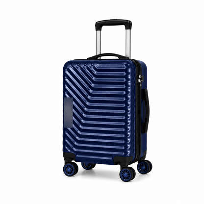 Geometric Hard Shell Spinner Travel Suitcase - Dark Blue - 20 Inch (Small) - Win Bachat