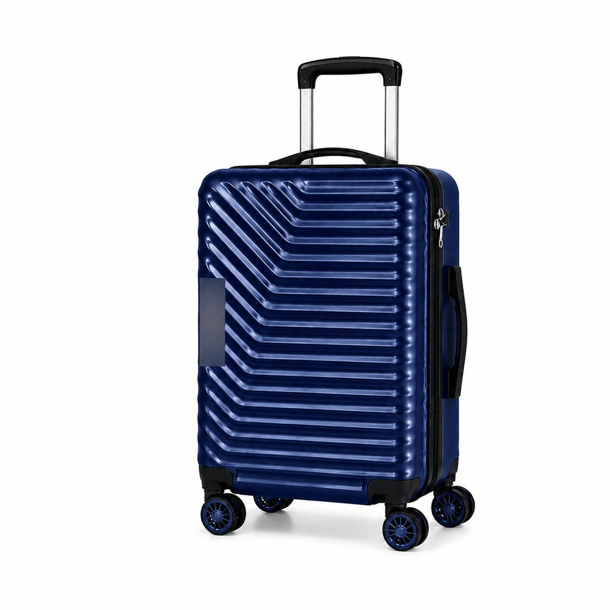 Geometric Hard Shell Spinner Travel Suitcase - Dark Blue - 24 Inch (Medium) - Win Bachat