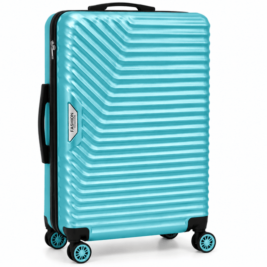 Geometric Hard Shell Spinner Travel Suitcase � Light Blue - Win Bachat
