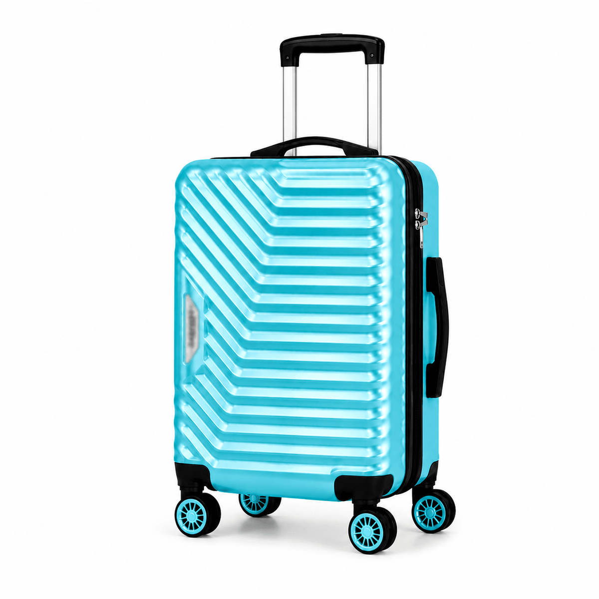Geometric Hard Shell Spinner Travel Suitcase - Light Blue - 24 Inch (Medium) - Win Bachat