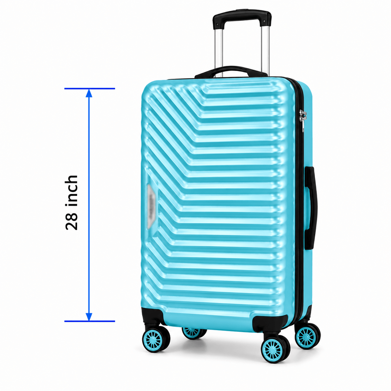 Geometric Hard Shell Spinner Travel Suitcase - Light Blue - 28 Inch (Large) - Win Bachat