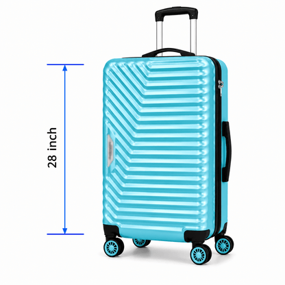 Geometric Hard Shell Spinner Travel Suitcase - Light Blue - 28 Inch (Large) - Win Bachat