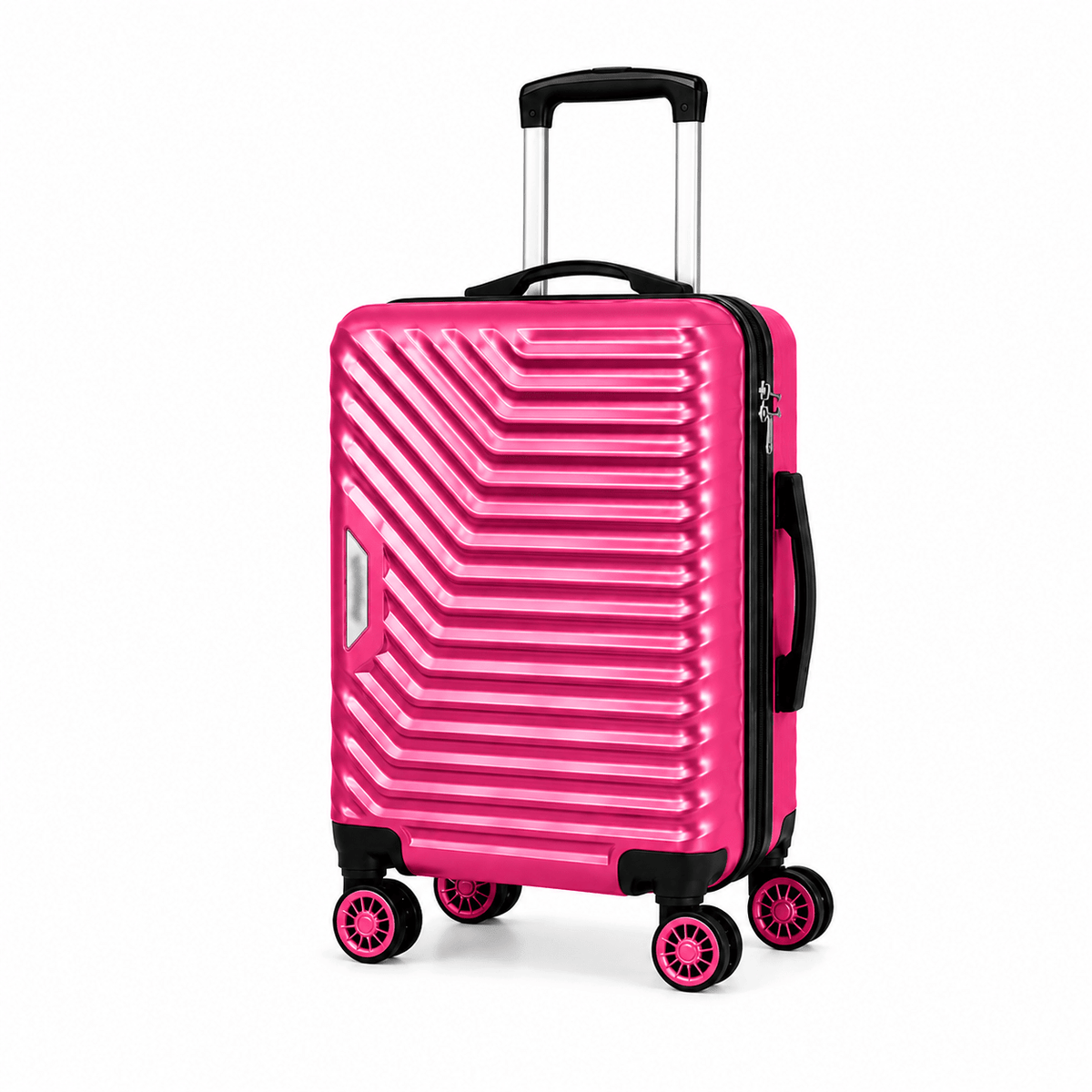 Geometric Hard Shell Spinner Travel Suitcase - Pink - 20 Inch (Small) - Win Bachat