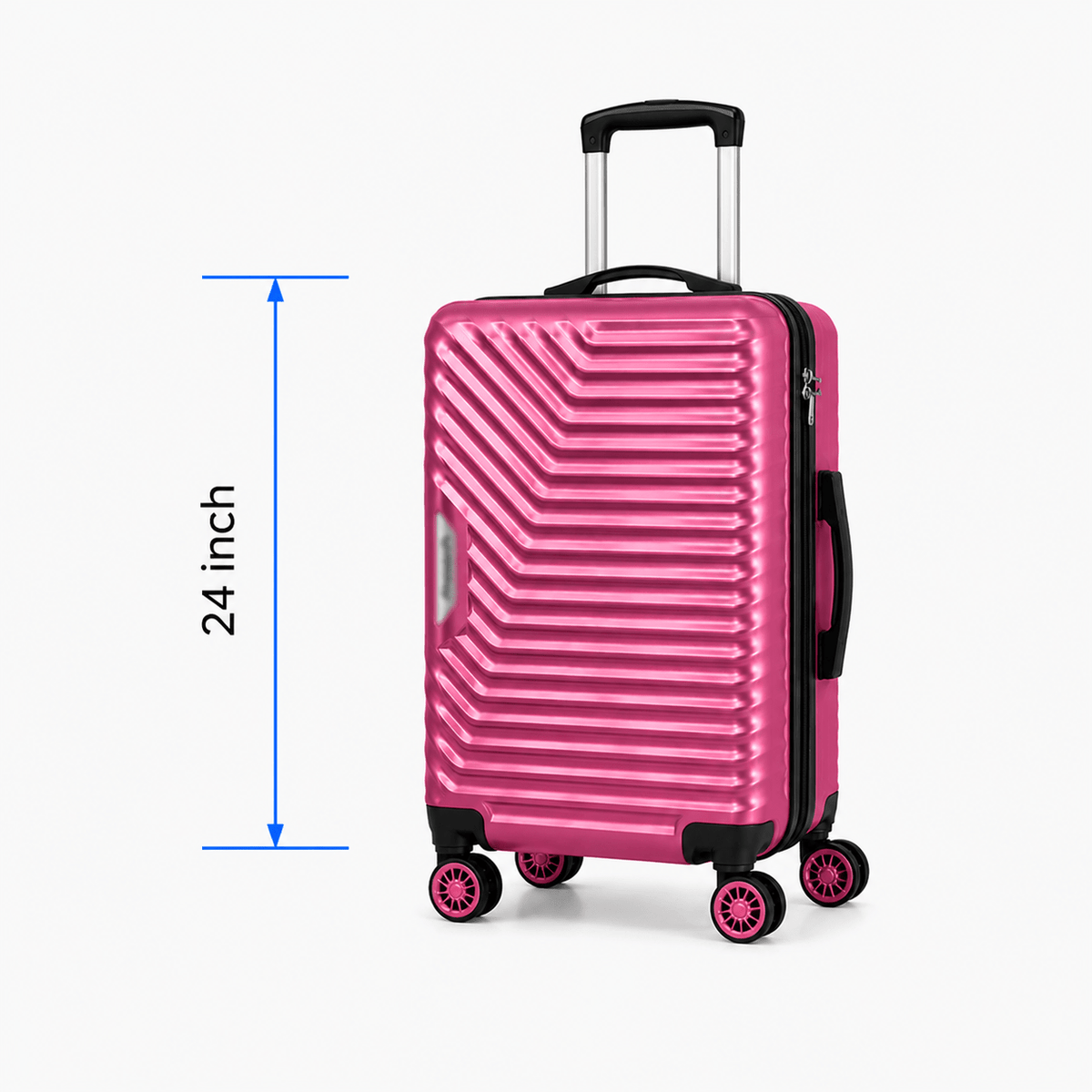 Geometric Hard Shell Spinner Travel Suitcase - Pink - 24 Inch (Medium) - Win Bachat