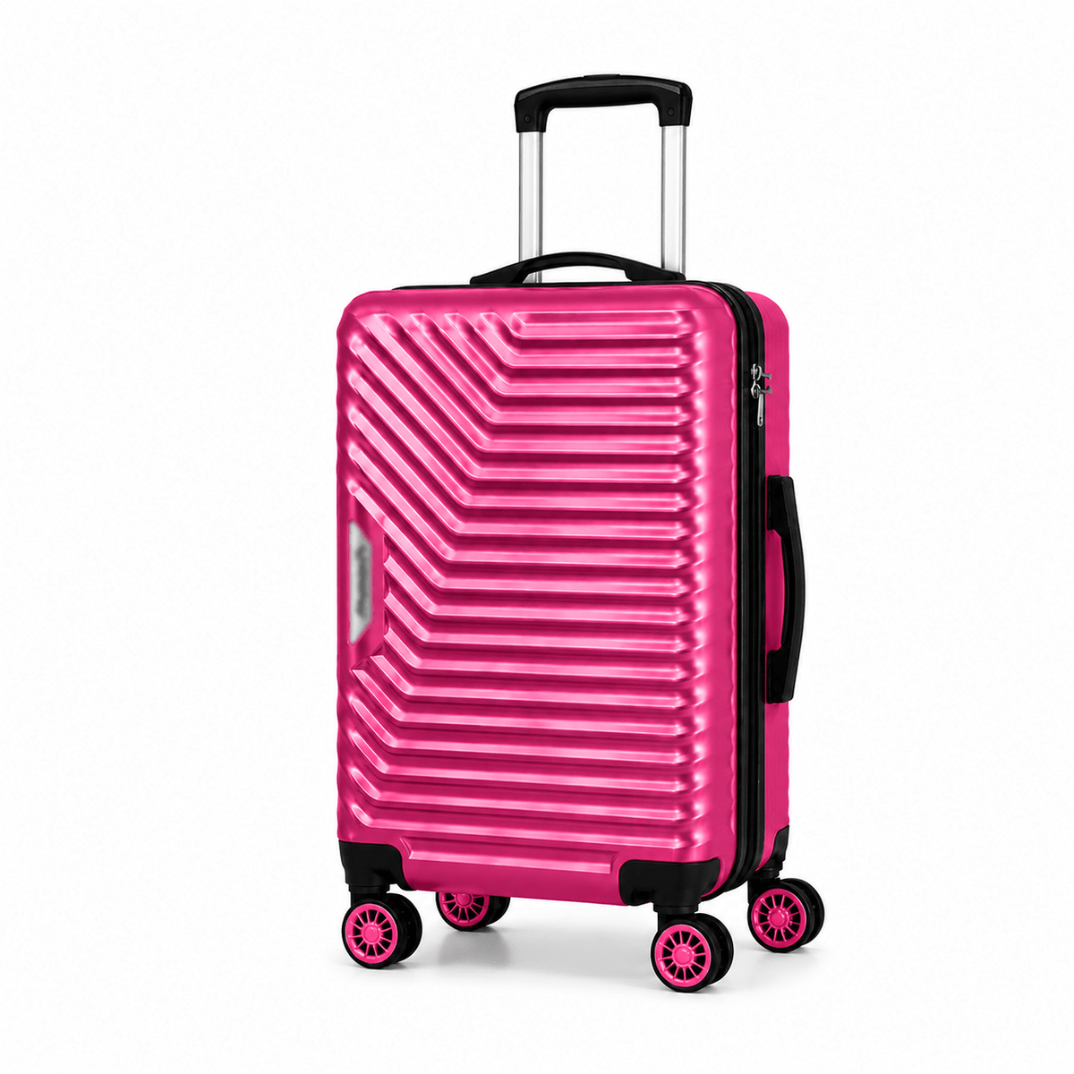 Geometric Hard Shell Spinner Travel Suitcase - Pink - 24 Inch (Medium) - Win Bachat
