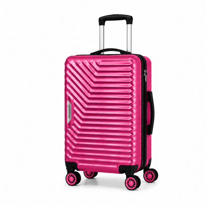 Geometric Hard Shell Spinner Travel Suitcase - Pink - 24 Inch (Medium) - Win Bachat
