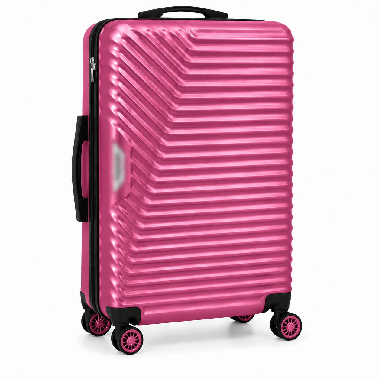 Geometric Hard Shell Spinner Travel Suitcase - Pink - 20 Inch (Small) - Win Bachat