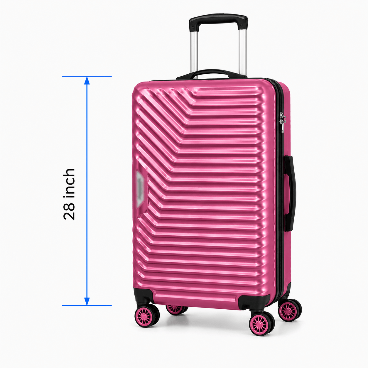 Geometric Hard Shell Spinner Travel Suitcase - Pink - 28 Inch (Large) - Win Bachat