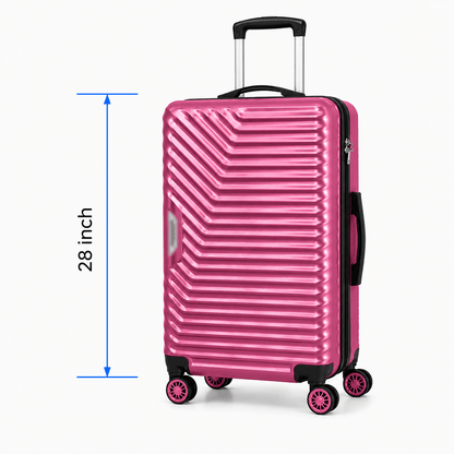 Geometric Hard Shell Spinner Travel Suitcase - Pink - 28 Inch (Large) - Win Bachat