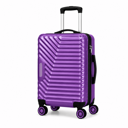 Geometric Hard Shell Spinner Travel Suitcase - Purple - 24 Inch (Medium) - Win Bachat