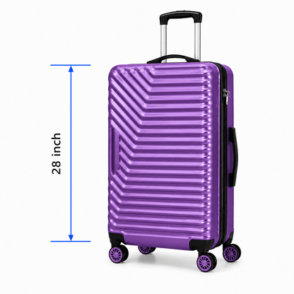 Geometric Hard Shell Spinner Travel Suitcase - Purple - 28 Inch (Large) - Win Bachat