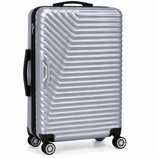 Geometric Hard Shell Spinner Travel Suitcase � Silver - Win Bachat