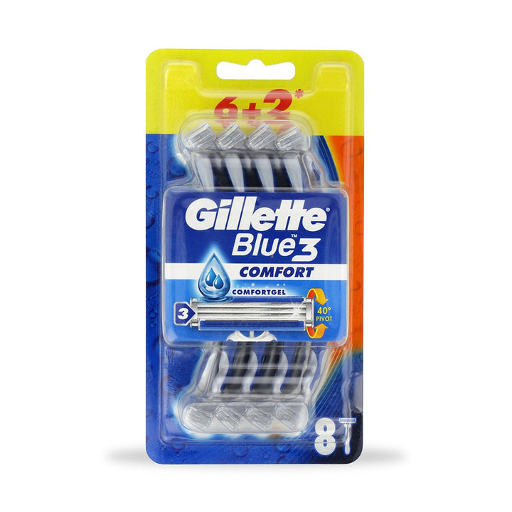 Gillette Shaving Razor Blue 3 Comfort - 8Pc (Blue) - Win Bachat