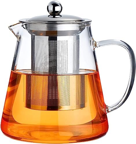 Glass Kettle, 32oz/950ml Glass Teapot with Removable Stainless Steel Filter - Win Bachat