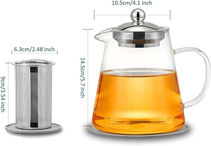 Glass Kettle, 32oz/950ml Glass Teapot with Removable Stainless Steel Filter - Win Bachat