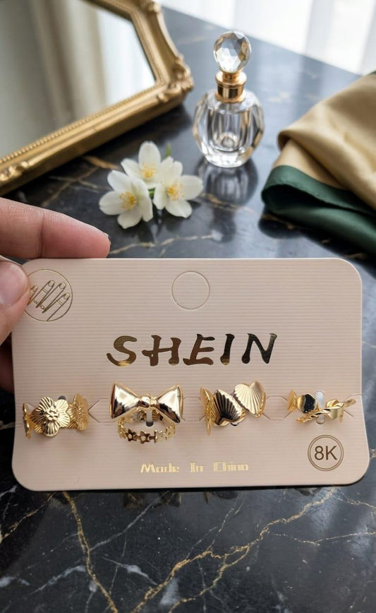 Gold Plated Fashion Ring Set – 4 Piece (Style 1) - Win Bachat