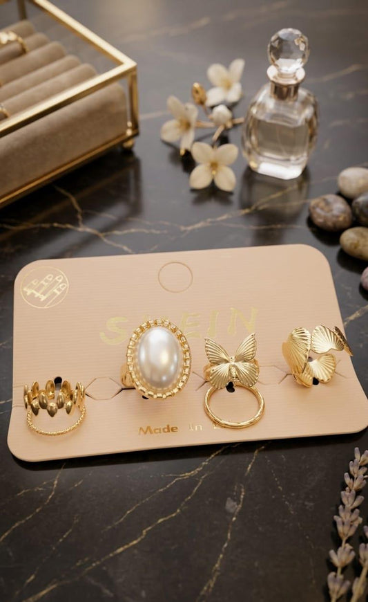 Gold Plated Fashion Ring Set – 4 Piece (Style 2) - Win Bachat