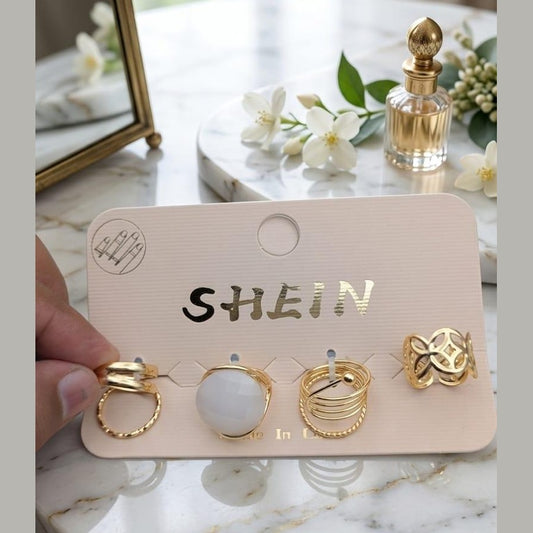 Gold Plated Fashion Ring Set – 4 Piece (Style 4) - Win Bachat