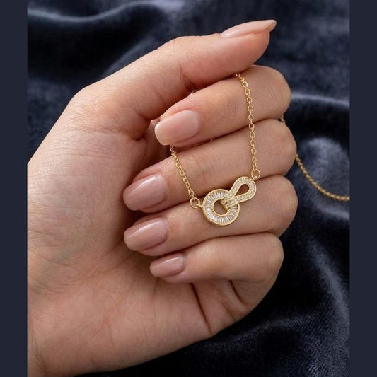 Gold Plated Infinity Zircon Pendant Necklace - Win Bachat