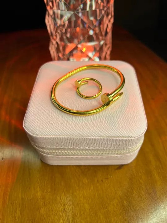 Gold Plated Nail Design Open Cuff Bracelet - Win Bachat
