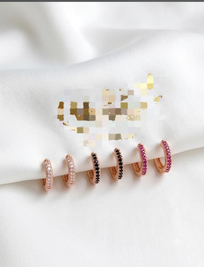 Gold Plated Zircon Hoop Earrings – 3 Pair Set - Win Bachat