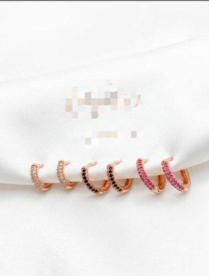 Gold Plated Zircon Hoop Earrings – 3 Pair Set - Win Bachat