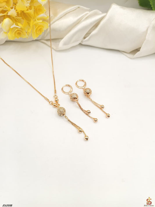 Gold-Tone Sparkling Ball Drop Necklace & Earrings Set - Win Bachat