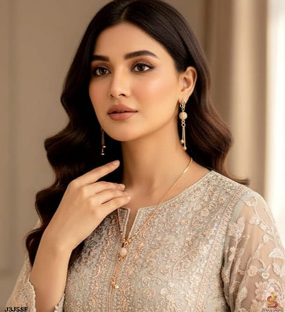 Gold-Tone Sparkling Ball Drop Necklace & Earrings Set - Win Bachat