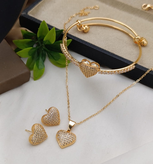 Gold-Tone Square Crystal Jewelry Set for Women - Win Bachat