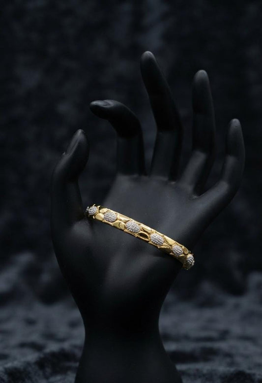 Gold-Tone Textured Crystal Bangle Bracelet - Win Bachat