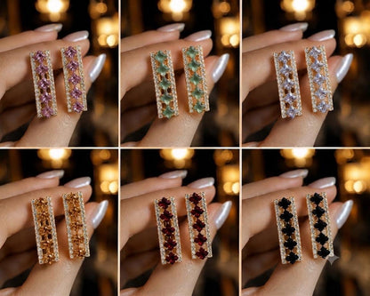 Golden Black Crystal Rectangular Earrings for Women - Win Bachat